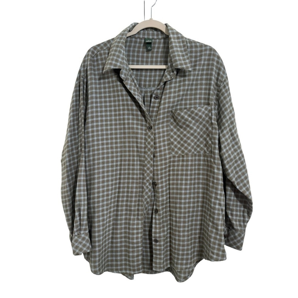 Wild Fable Brown and Blue/Gray Casual Button Down Shirt I Size: L - Picture 2 of 6